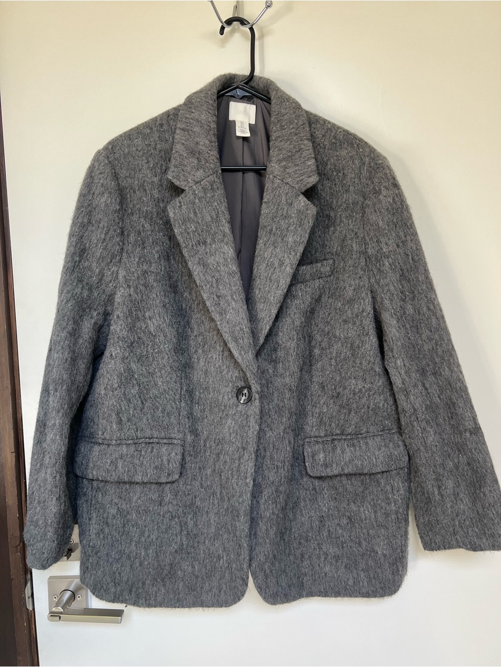 H&M Gray Fuzzy Single-Button Blazer